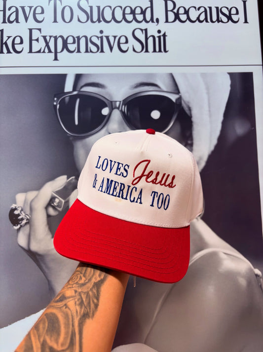 Loves Jesus & America Too embroidered cap