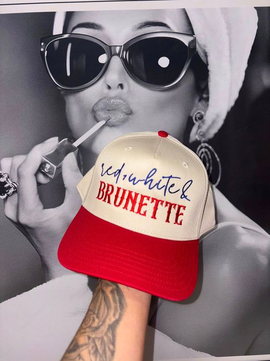 Red White & Brunette Embroidered Cap