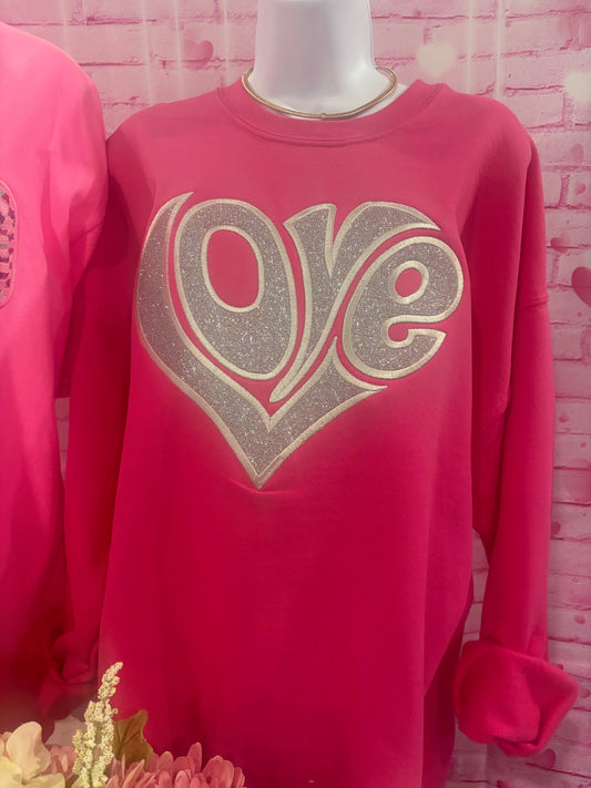 Love Glitter Embroidered Crew